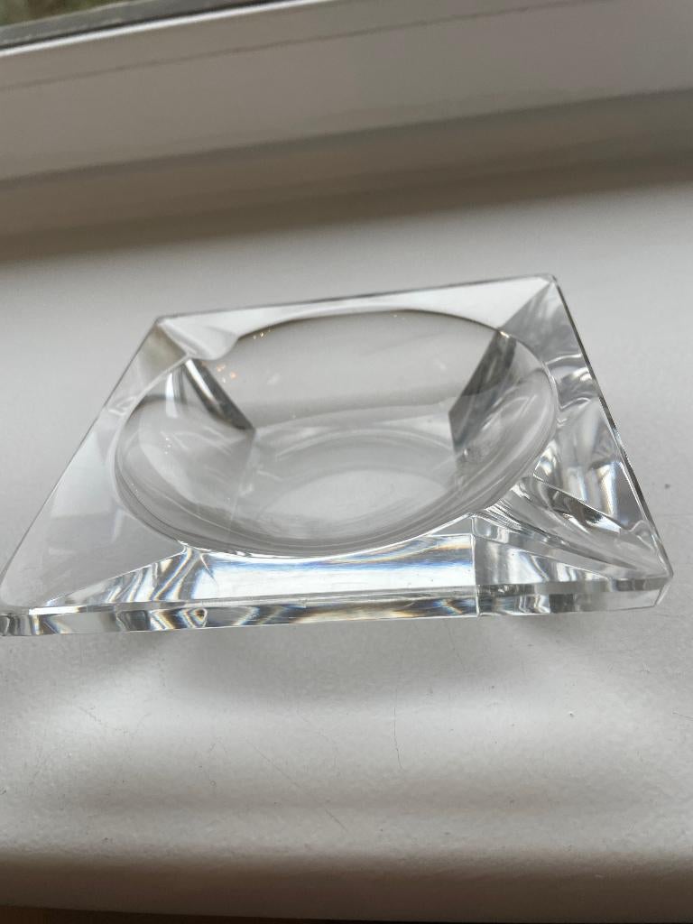 Cendrier carré en cristal VAL SAINT LAMBERT blanc - Signé -, Antiquités & Art, Enlèvement ou Envoi