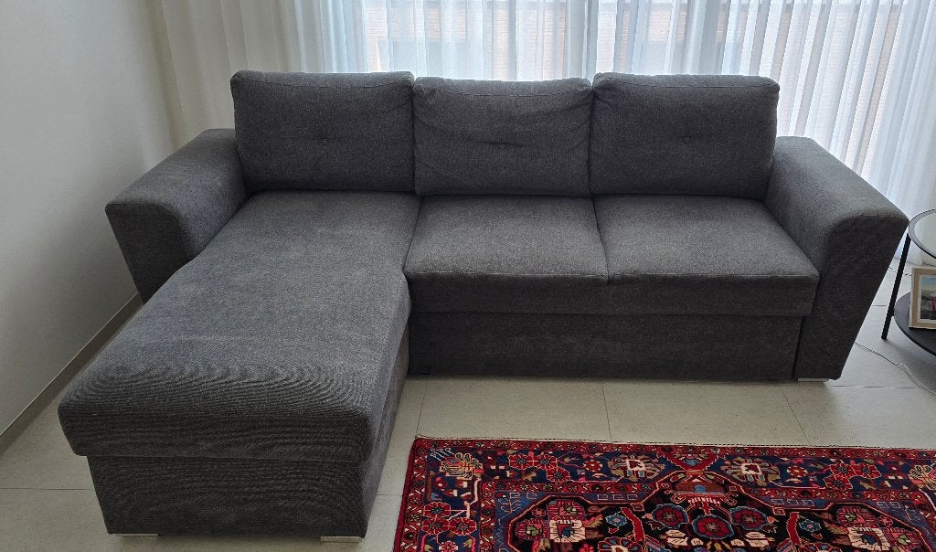 3-seater sofa bed with chaise longue, Ophalen, Zo goed als nieuw, Driepersoons, 200 tot 250 cm