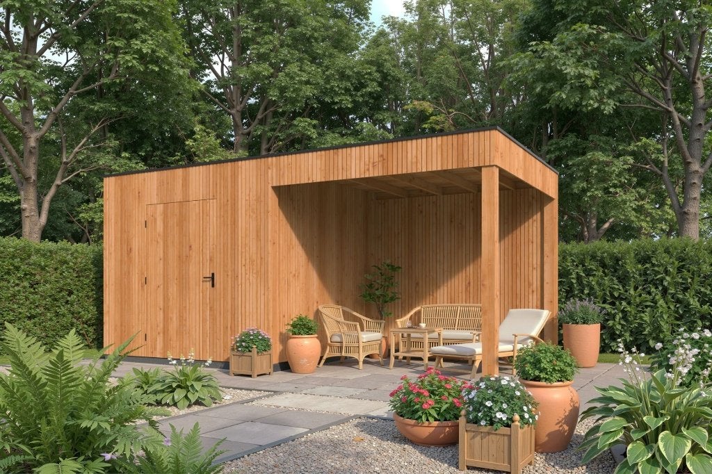 Cabane de jardin Kubeline avec auvent L280X590 CM, Envoi, Neuf