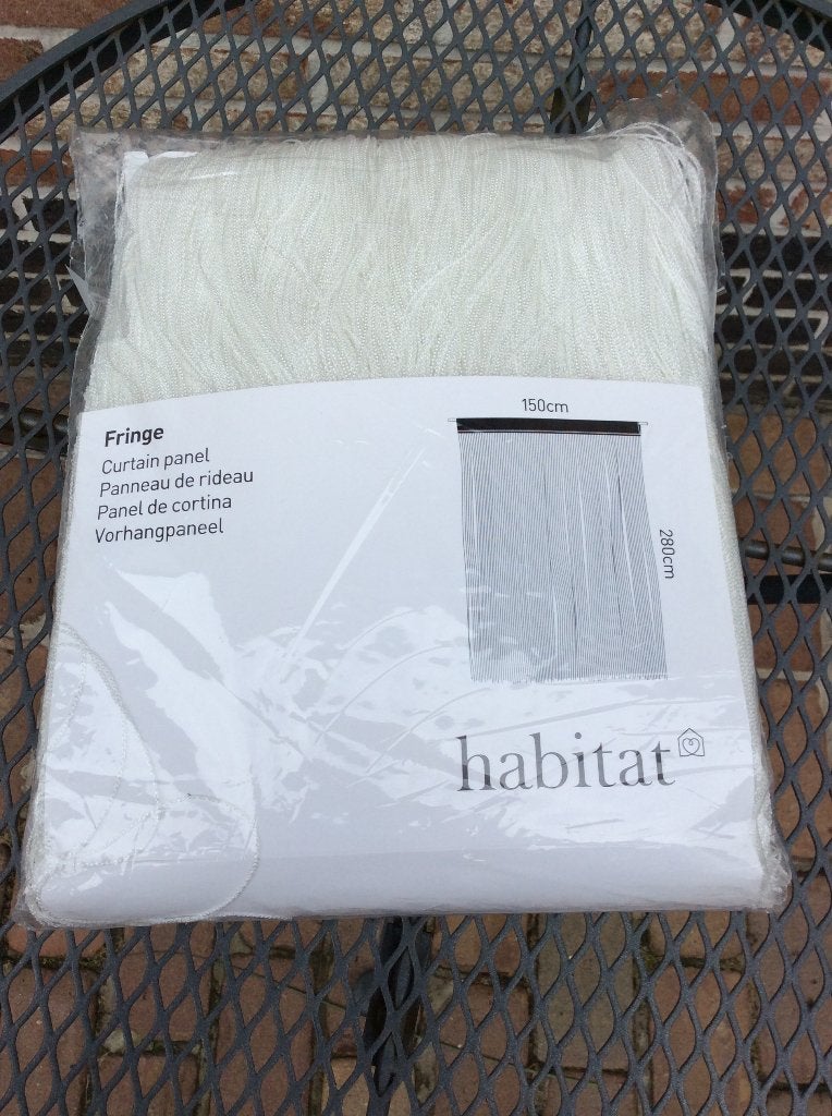 NIEUW : HABITAT CURTAIN PANEL FRINGE 150 CM X 280 CM, Ophalen of Verzenden, Nieuw, Wit
