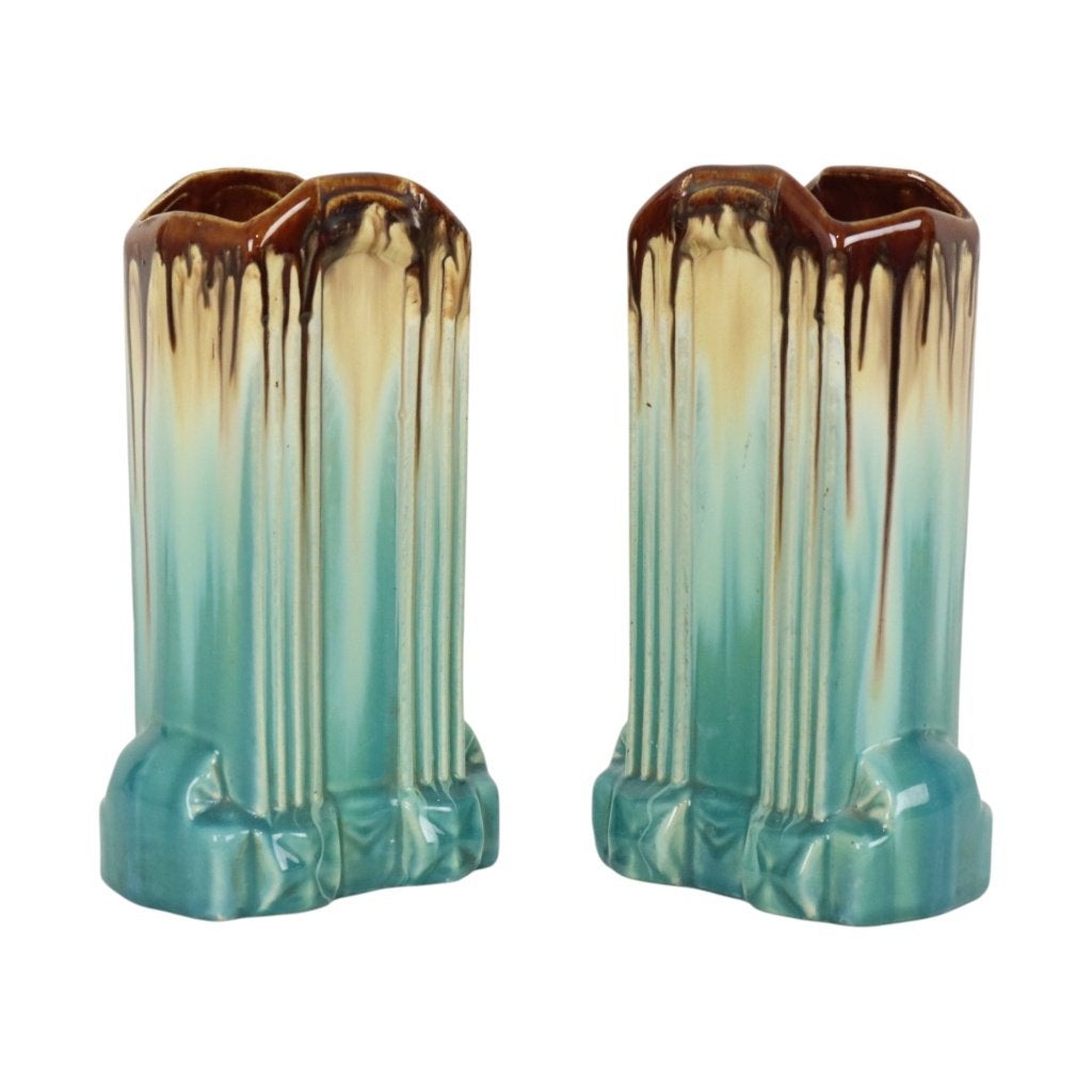 Belgische Art Deco Vazen Turquoise Aardewerk Thulin 22cm, Ophalen of Verzenden