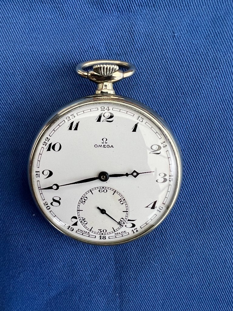 Omega Vintage Opwindbaar Zakhorloge, Ophalen, Staal, Zakhorloge, Omega