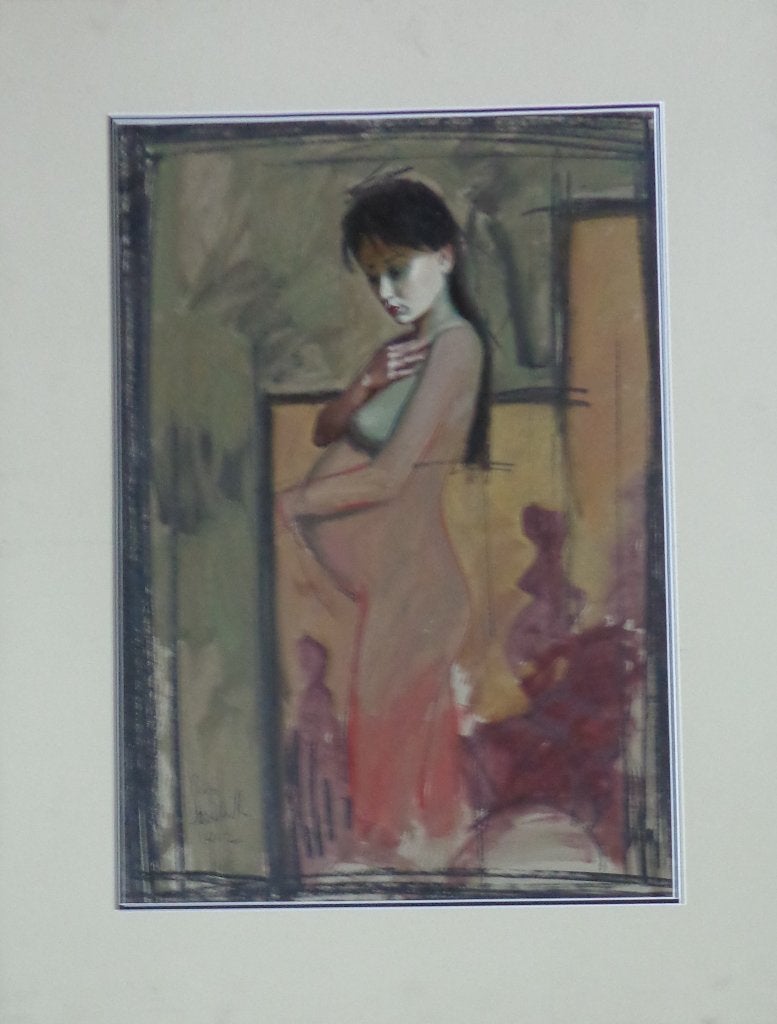 NICO VRIELINK / ZWANGERE VROUW / ORIGINEEL / 90x69cm / PASSE, Antiek en Kunst, Ophalen, Figuren, Papier/karton, Gesigneerd
