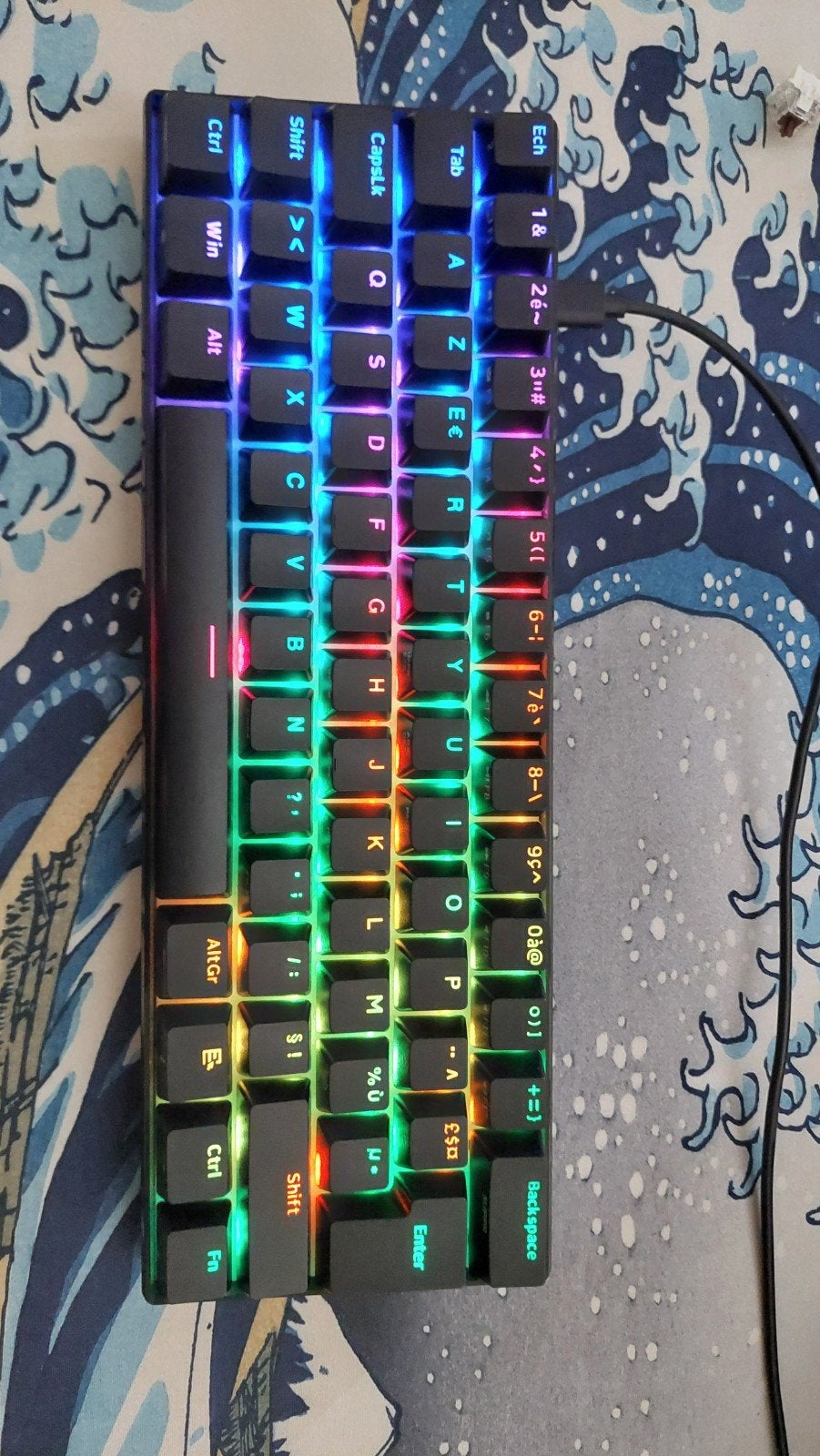 Azerty Keyboard RK61 (zwart, Royal Kludge, 60% grootte), Informatique & Logiciels, Claviers, Azerty, Enlèvement, Utilisé, Hot-swappable