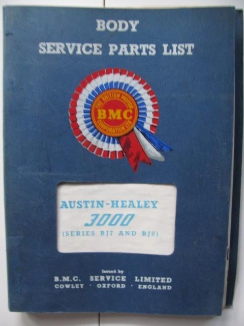 Austin Healey 3000 BJ7 BJ8 AKD 3524 Body Service Parts list, Ophalen of Verzenden
