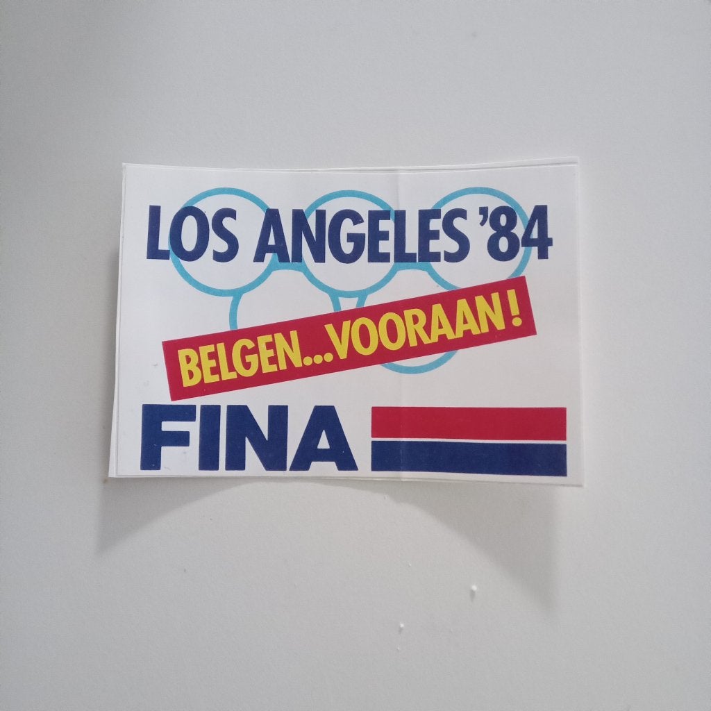 STICKER LOS ANGELES-84 OLYMPISCHE SPELEN -FINA-, Ophalen of Verzenden