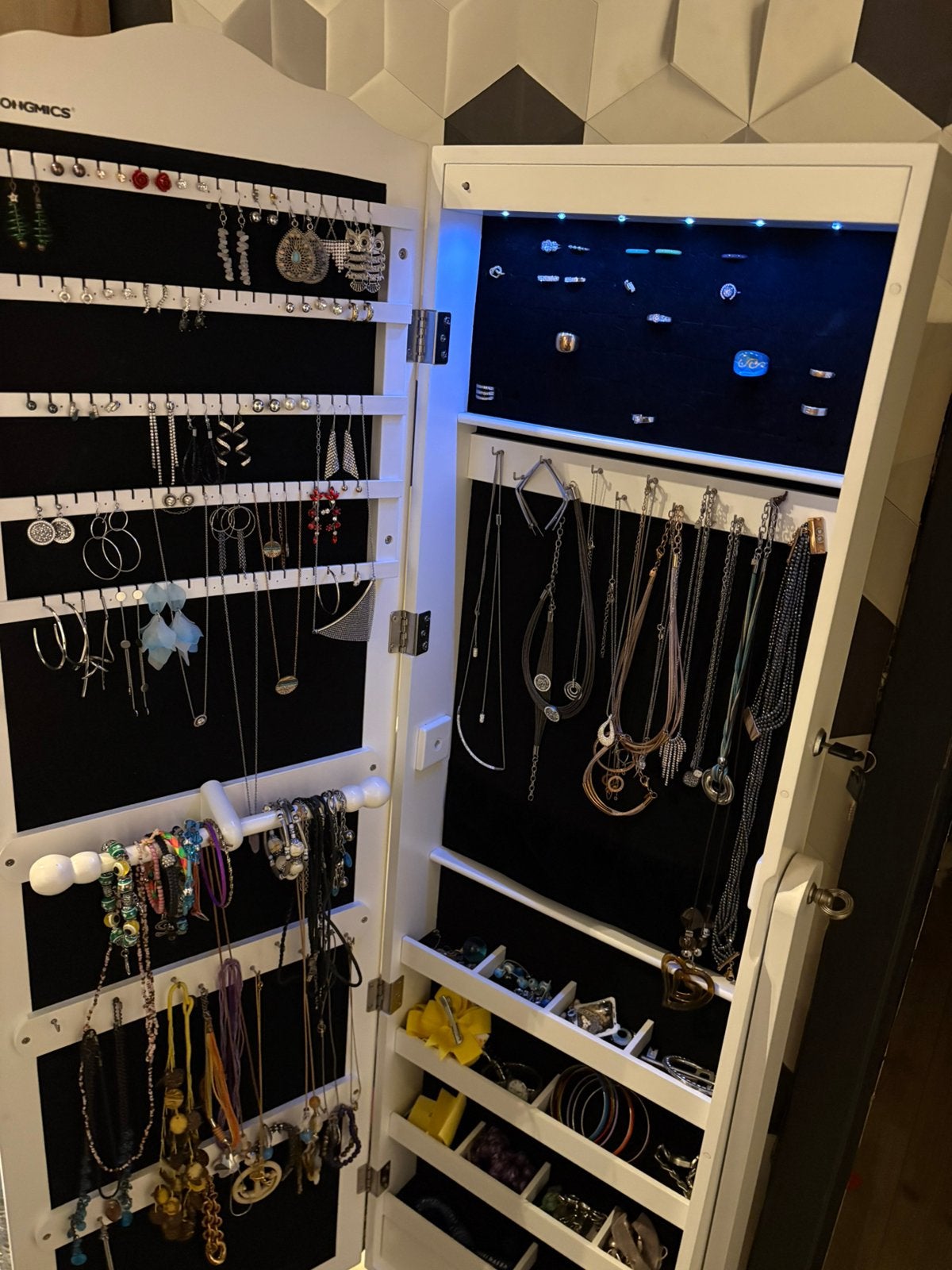 Juwelen kast, Ophalen, Zo goed als nieuw, Wit, Met slot