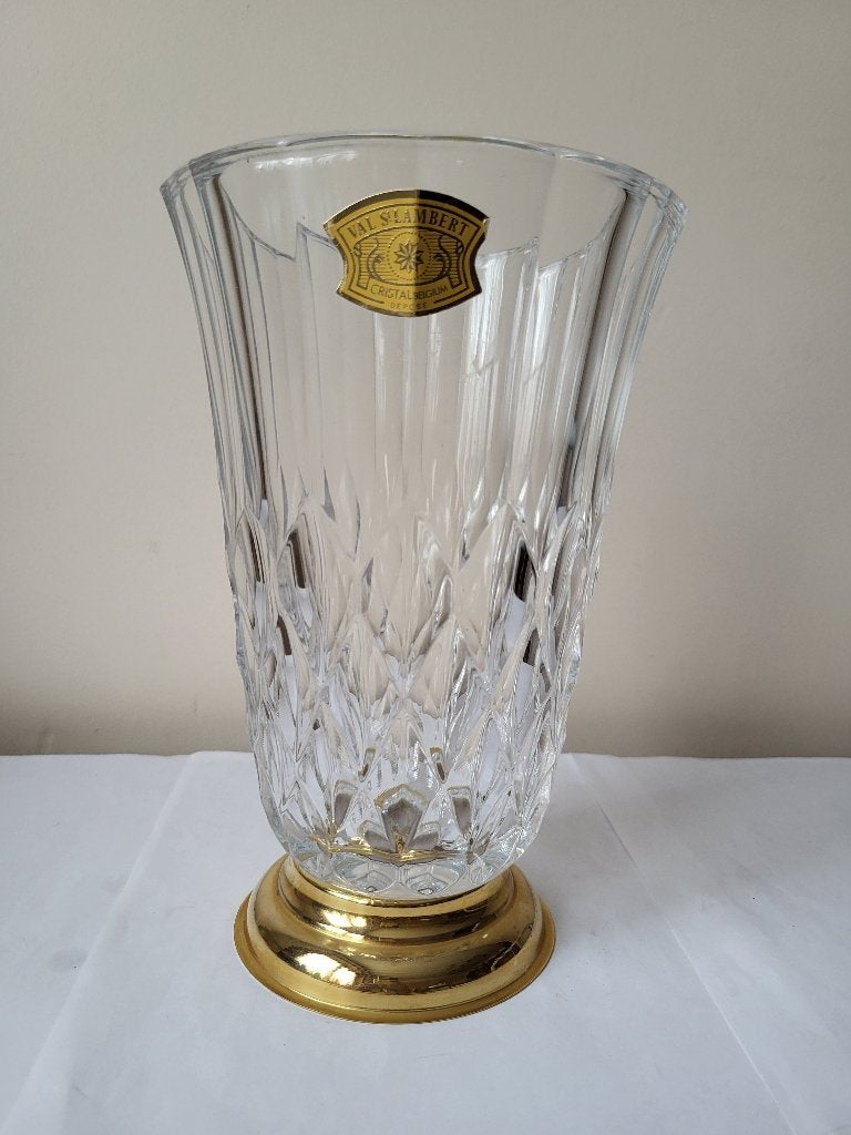Vase cristal Val Saint Lambert - Imperial - Dorée or fin, Antiquités & Art, Enlèvement ou Envoi