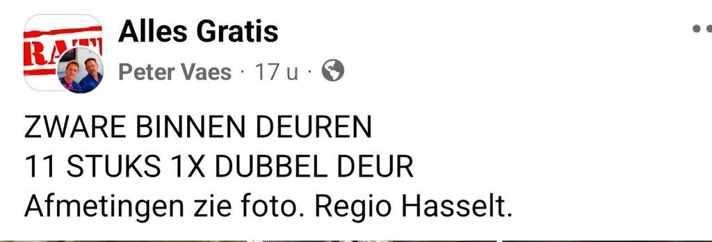 11 enkel deuren 1x dubbel deur.  Regio hasselt Gratis