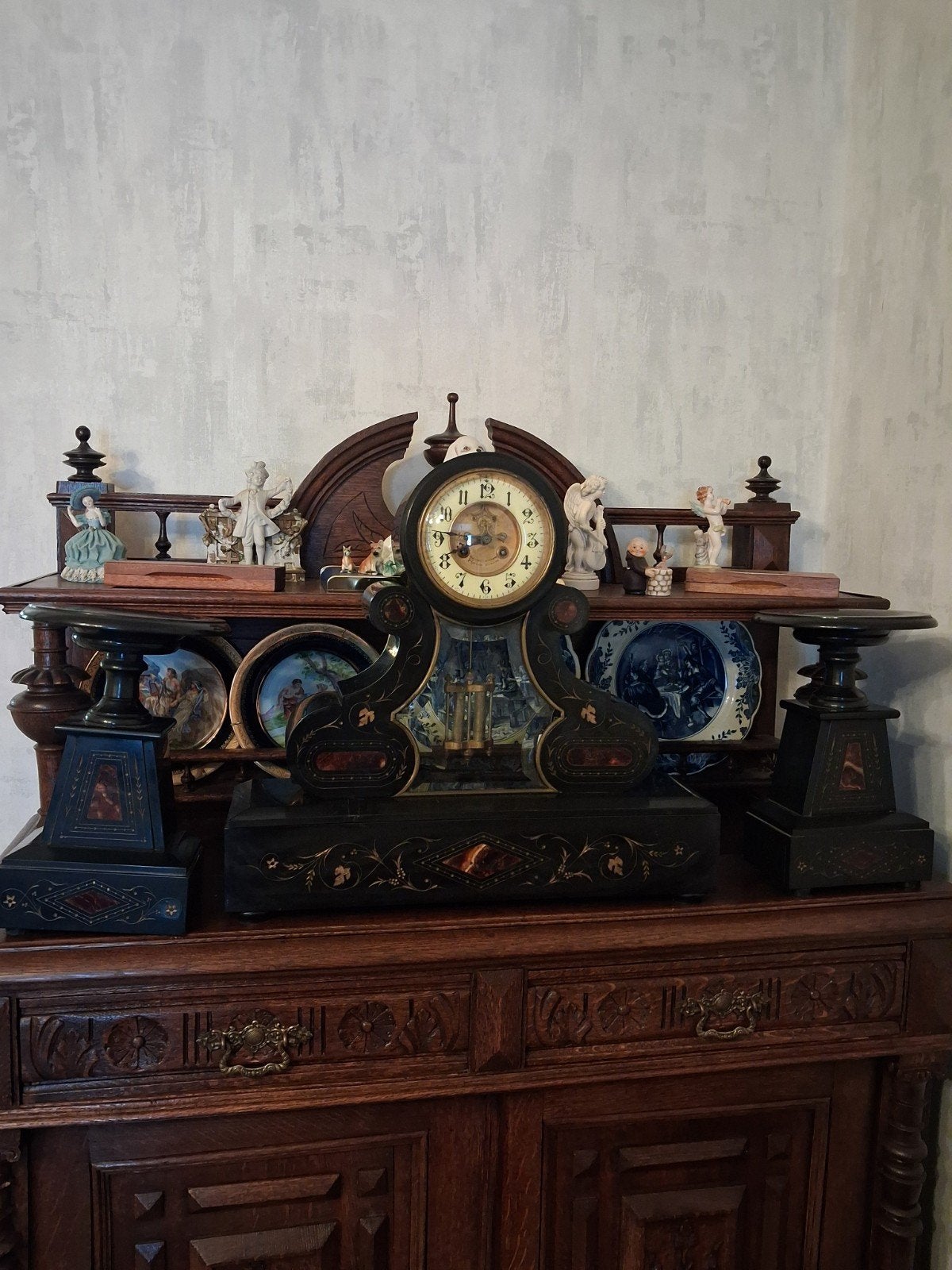 te koop antiek marmer schouw garnietuirde klok is van het me, Ophalen