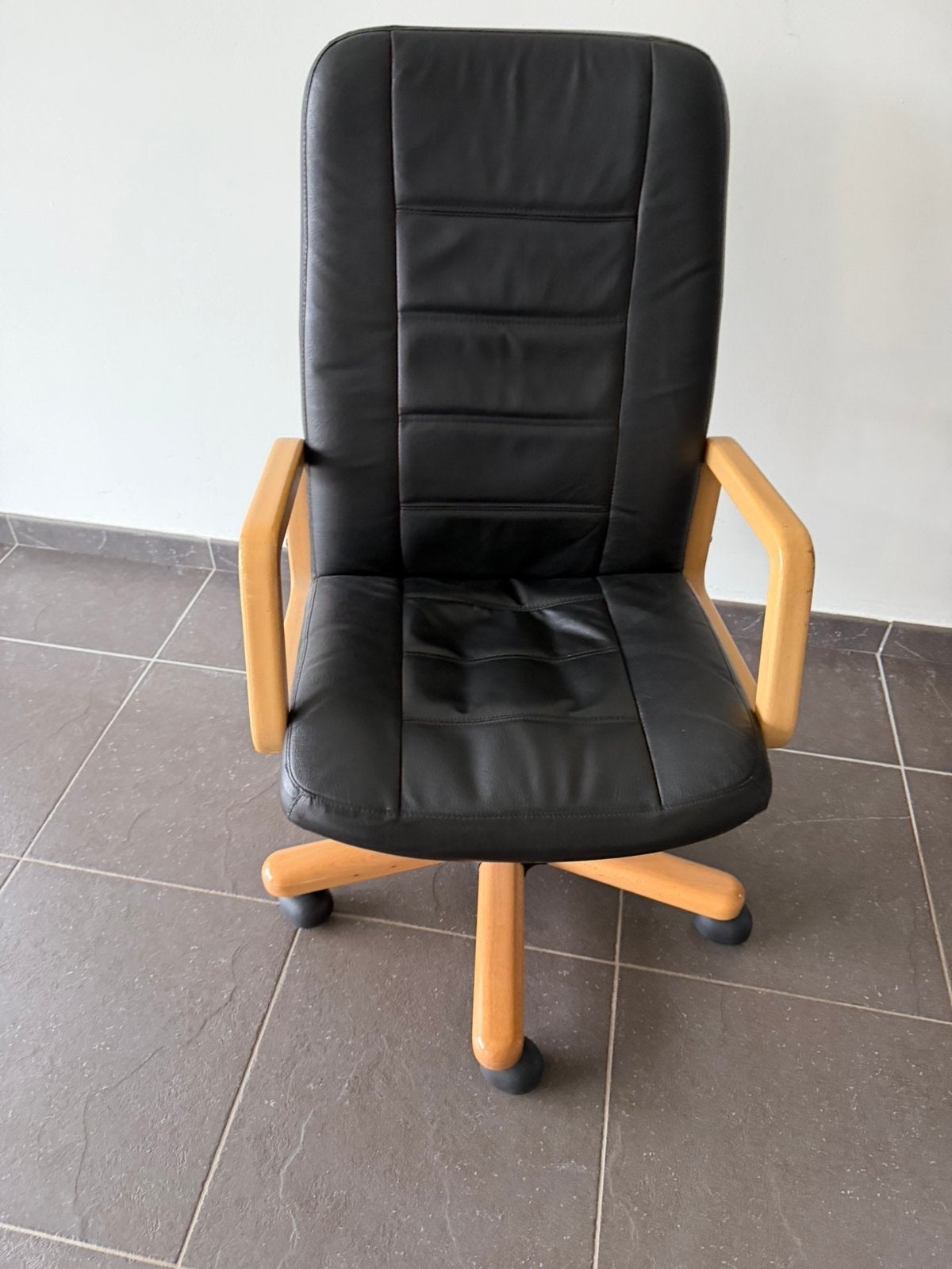 Leder verstelbare bureaustoel, Huis en Inrichting, Bureaustoelen, Ophalen, Gebruikt, Zwart, Gaming bureaustoel