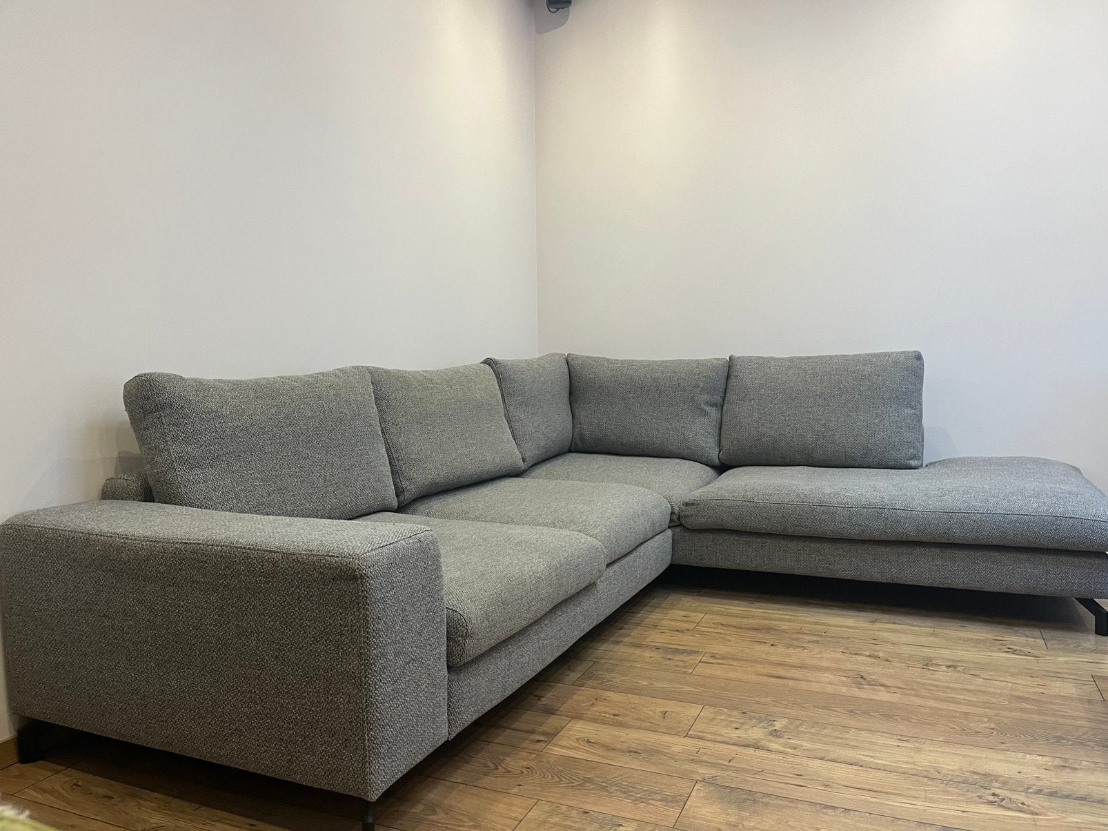 Fauteuil d'angle en tissu gris, Enlèvement, Utilisé, Tissus