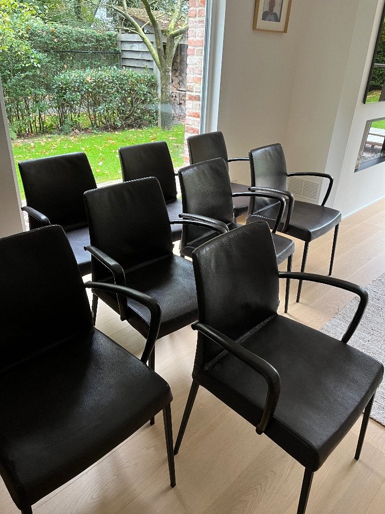 Jori eetkamerstoelen in leder, Maison & Meubles, Comme neuf, Brun, Enlèvement, Cinq, Six Chaises ou plus