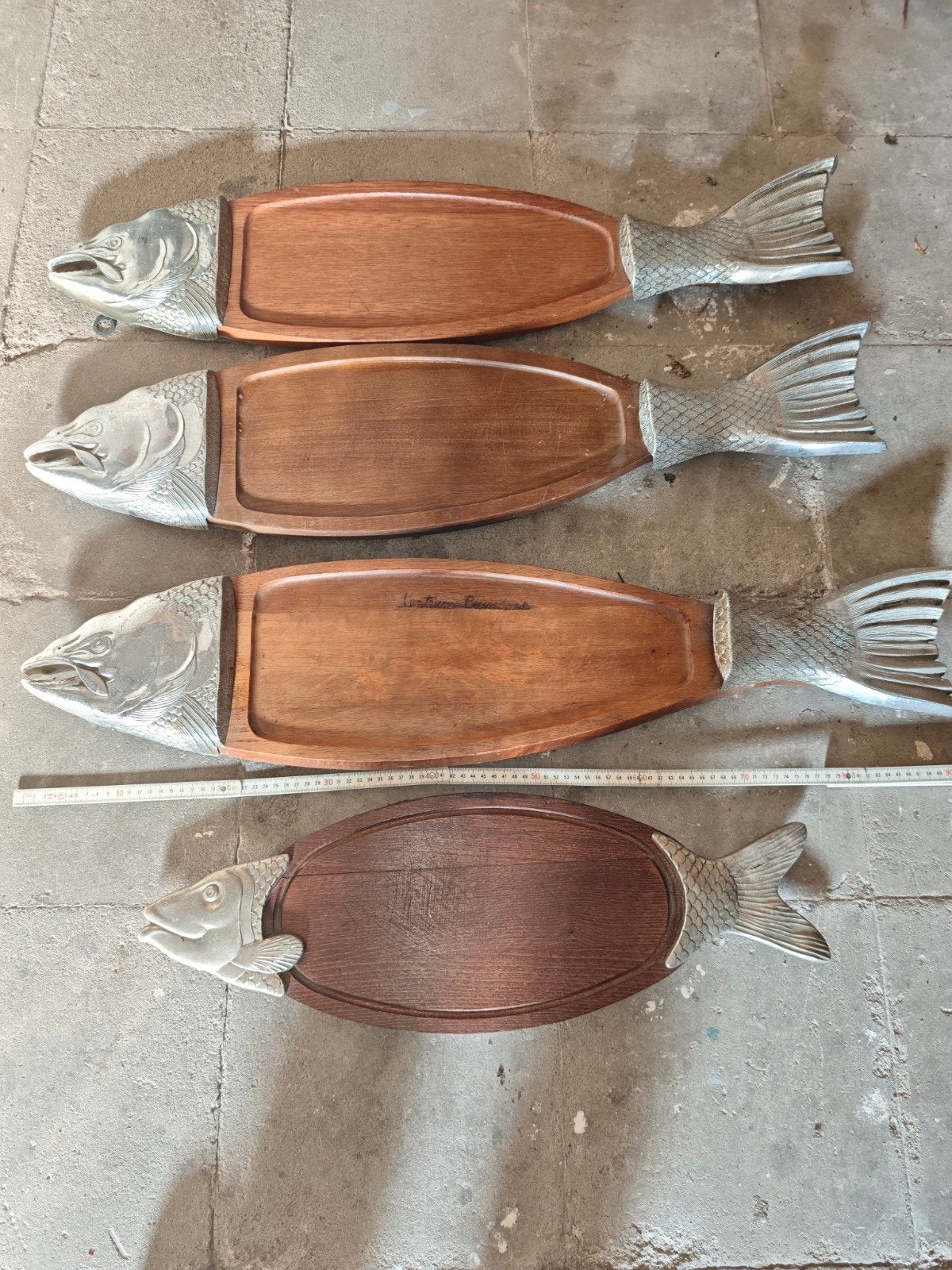 4 houten dienschalen vis voor traiteur, Enlèvement