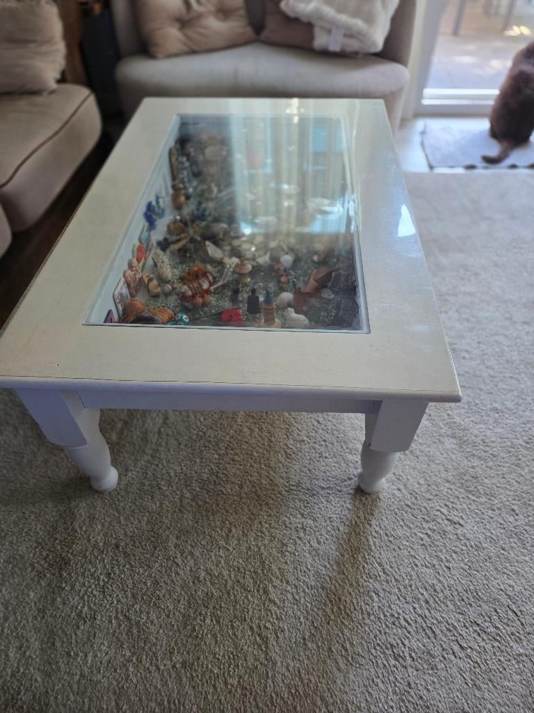 Salontafel met vitrine lade 70 euro, Ophalen, Gebruikt, 100 tot 150 cm, Vierkant