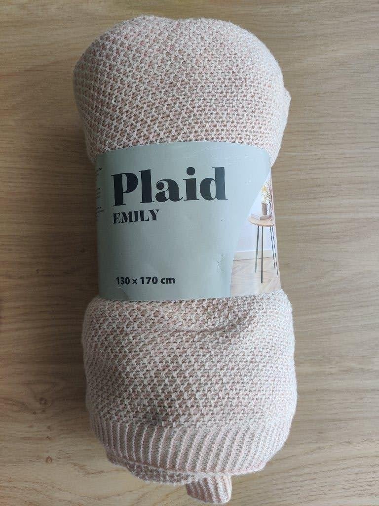 Gebreide geruite deken, Huis en Inrichting, Woonaccessoires | Plaids en Woondekens, Ophalen, Roze, Nieuw, Plaid