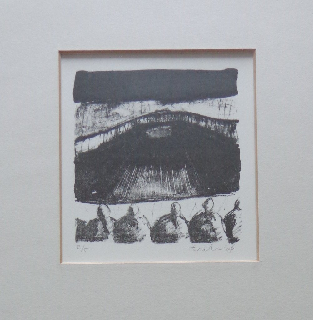 ERIK / FIGURATIE / ZW-W LITHO / 43x36cm / KADER / SIG, Antiquités & Art, Numéroté, Enlèvement ou Envoi, Lithographie