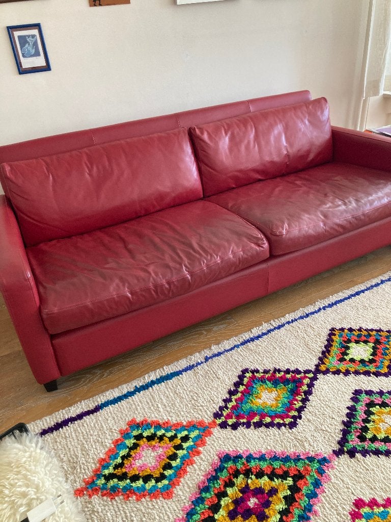 leder zetel Habitat MOET WEG wegens verhuis, Huis en Inrichting, Ophalen, Gebruikt, 150 tot 200 cm, Vintage