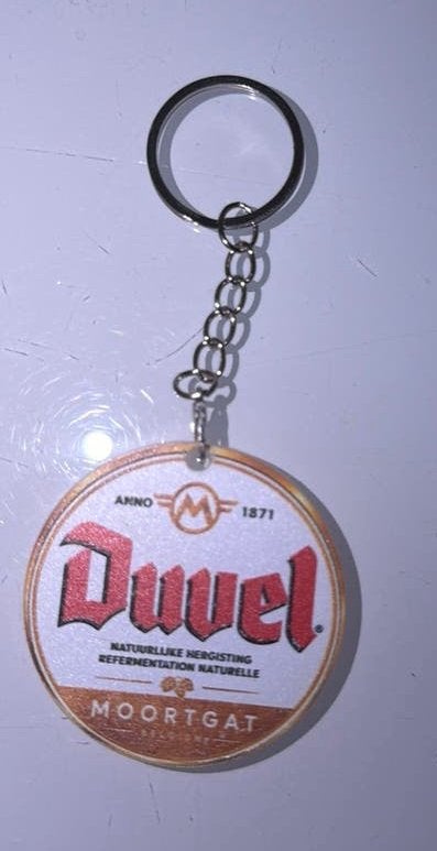 Mooie sleutelhanger van Duvel Moortgat acryl - retro vintage, Verzamelen, Ophalen of Verzenden, Nieuw, Merk