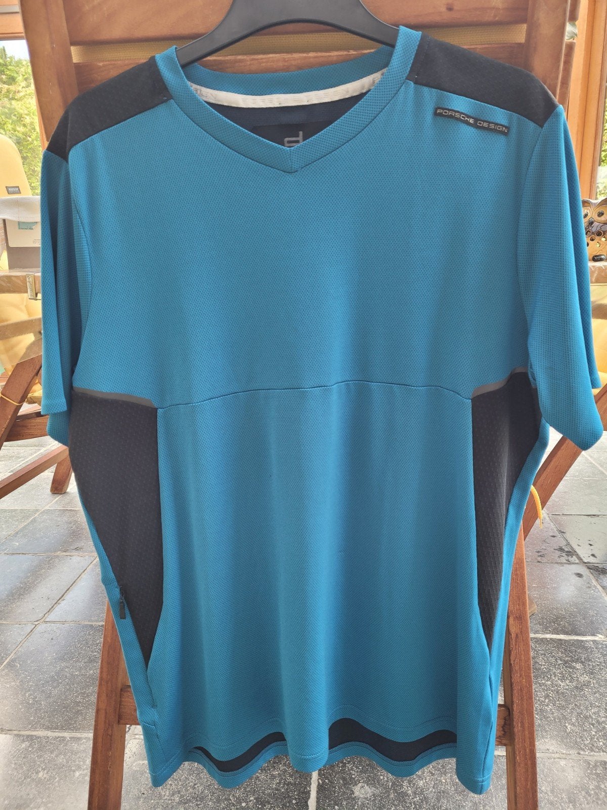 Sport t-shirt merk Porsche Design, grote L, Ophalen of Verzenden, Blauw