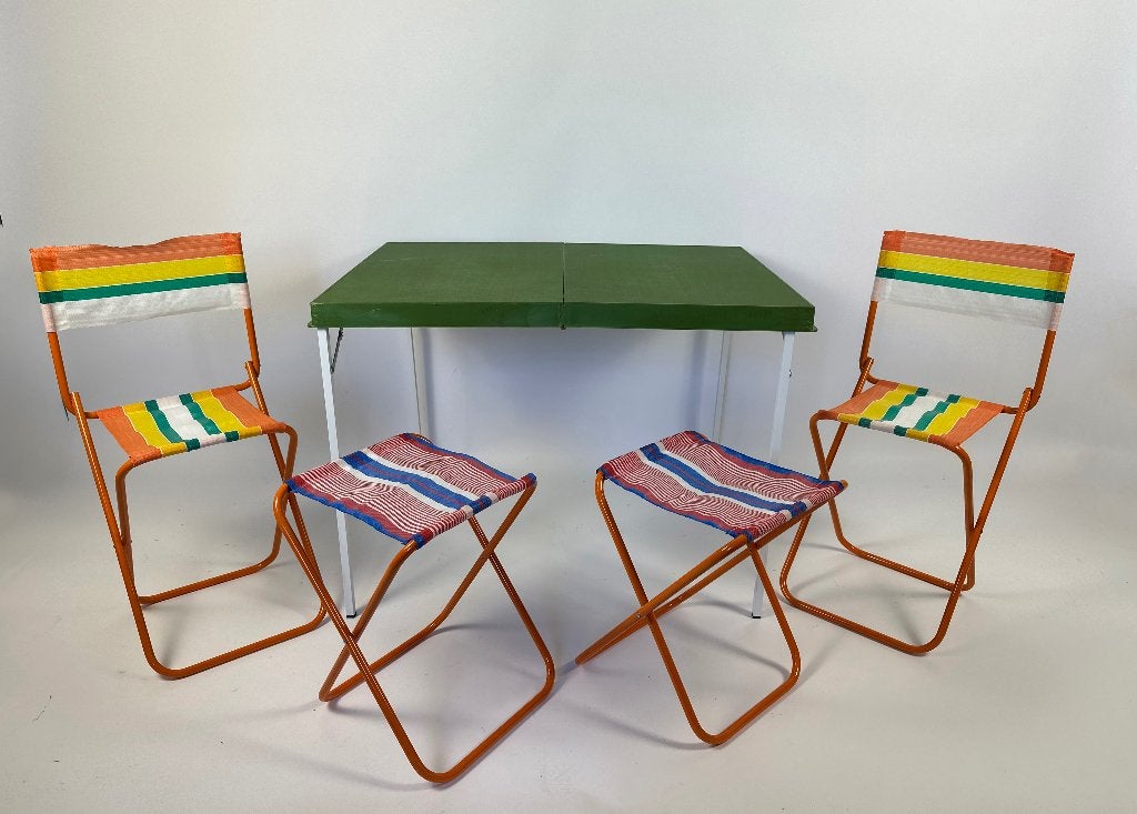 Set de pique-nique pliable italien vintage, Enlèvement, Comme neuf, Chaise de camping