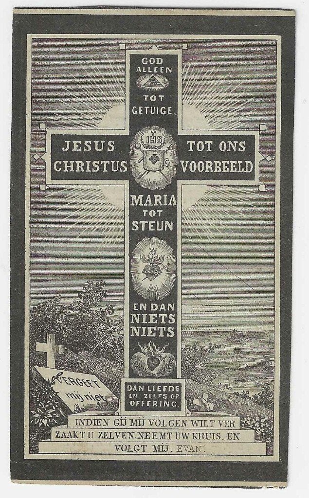 Emiel Commergo, octobre 1853 - octobre 1886, Enlèvement ou Envoi, Image pieuse