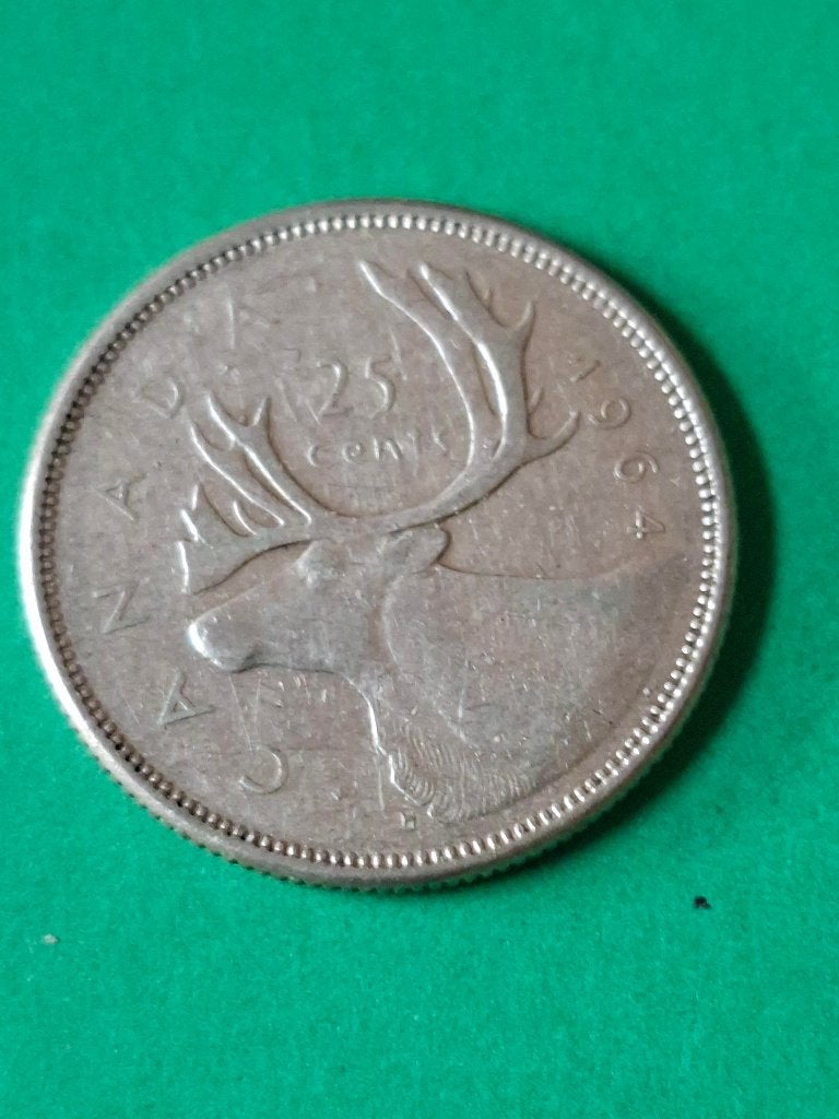 1964 Canada 25 cents in zilver Elizabeth II, Verzenden, Noord-Amerika, Losse munt, Zilver