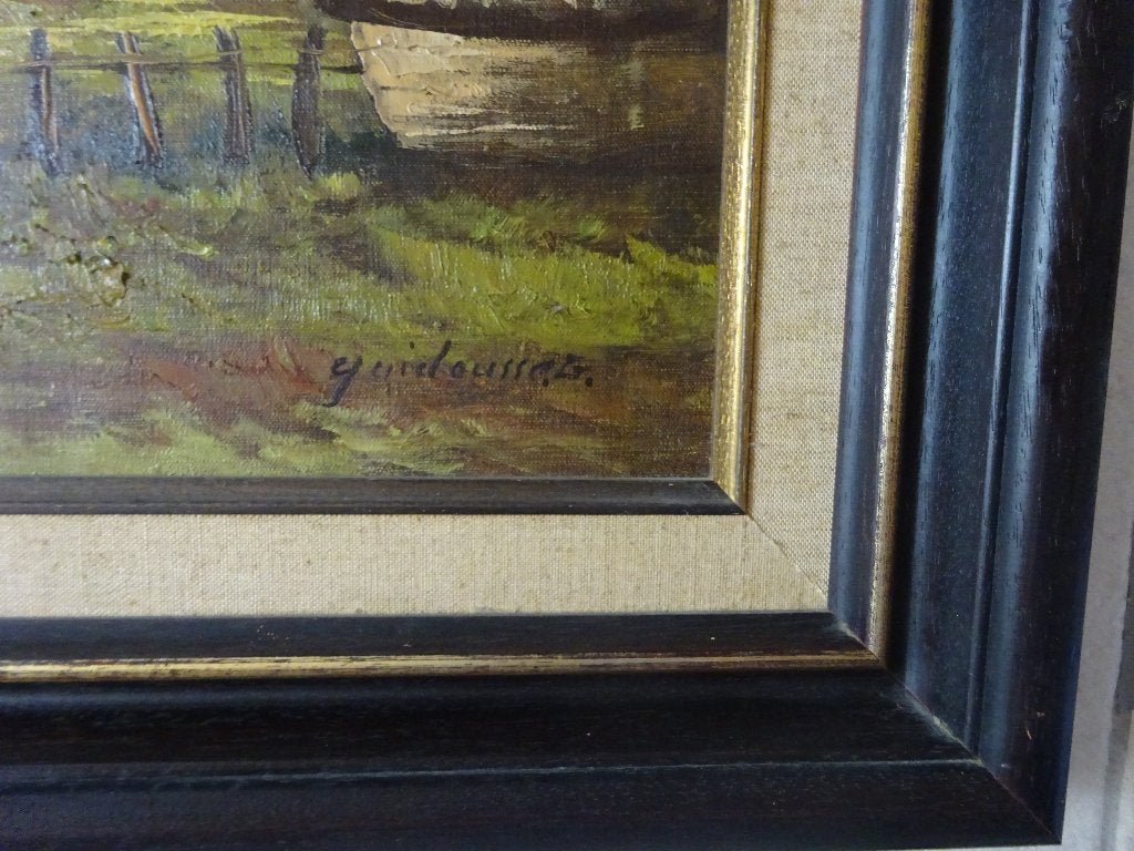 Gaston Quidousse, doek, 60 x 90 cm, Hoeve, Antiek en Kunst, Ophalen, Doek, Expressionistisch, Gesigneerd