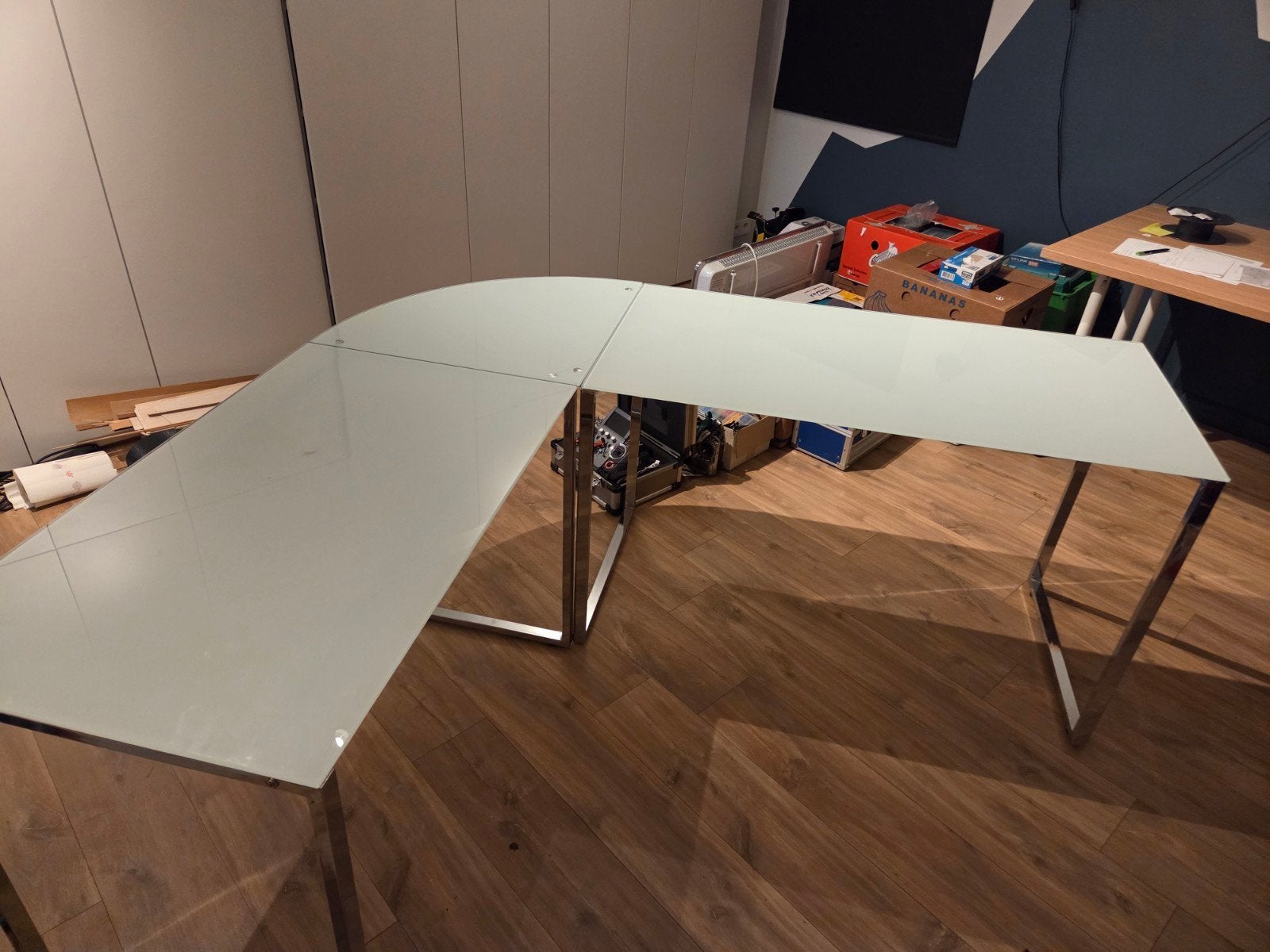 bureau glas, Ophalen, Demontabel, Hoekbureau, Zo goed als nieuw