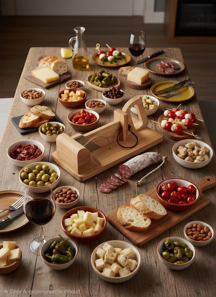 Guillotine worstsnijder voor tapas avond, Beige, Hout, Nieuw, Ophalen of Verzenden