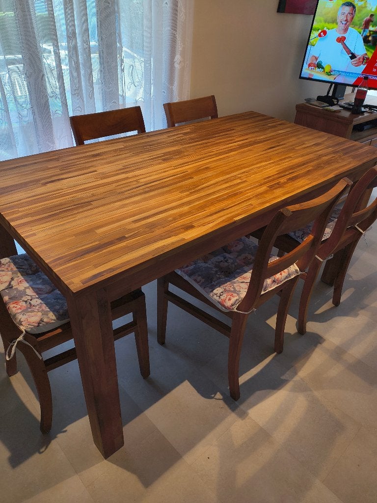 Table et 6 chaises, Maison & Meubles, Tables | Tables à manger, Teck, 150 à 200 cm, Cinq personnes ou plus, Comme neuf