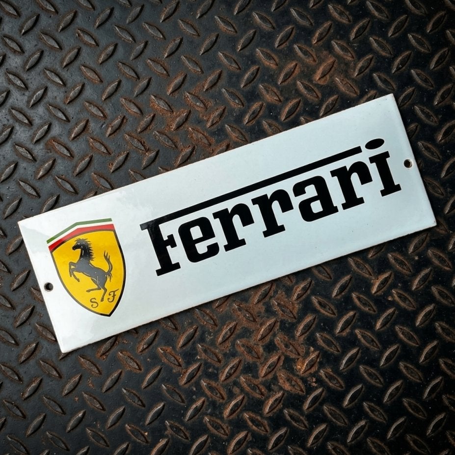 Emaille Schild FERRARI Wit Dealer Reclamebord Vintage Plaque, Verzenden, Gebruikt, Reclamebord