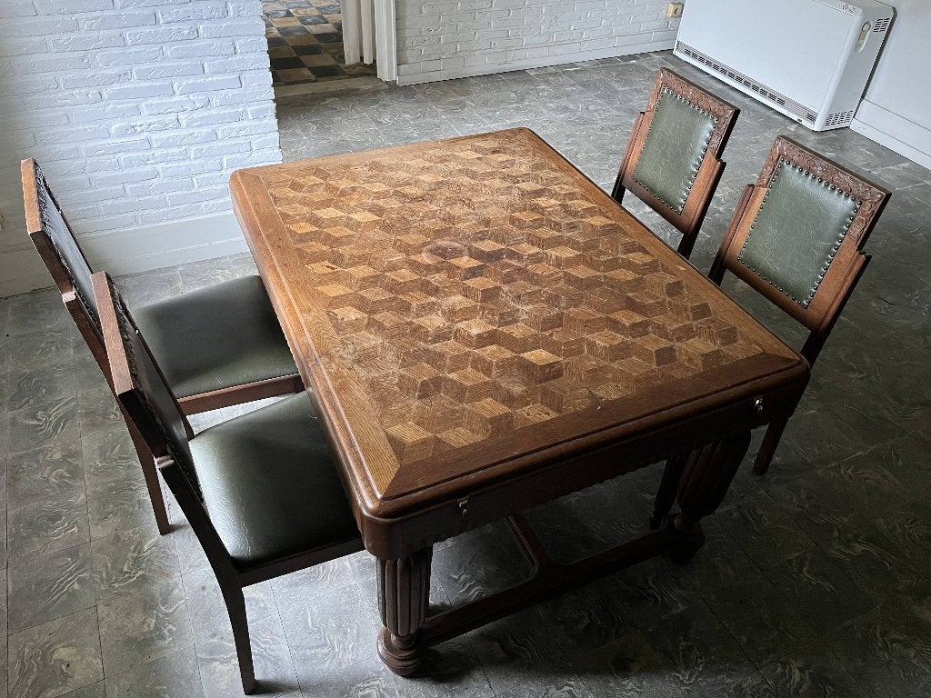 Vintage tafel + stoelen, Enlèvement, Utilisé