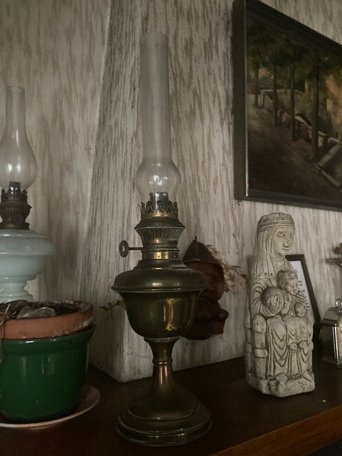 Lampe à pétrole sur socle en cuivre, Antiquités & Art, Enlèvement