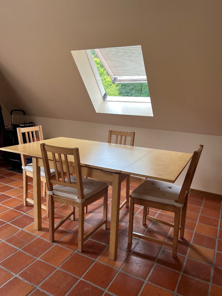 Table à manger avec 4 chaises, Ophalen, Gebruikt, 50 tot 100 cm, 150 tot 200 cm