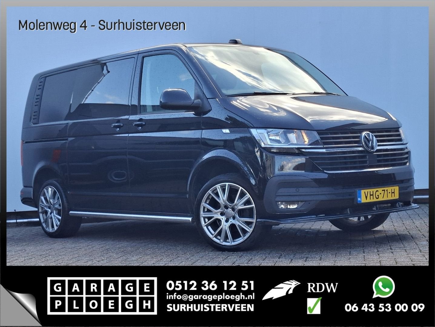 Volkswagen Transporter 2.0 TDI Aut7 Dubb.Cabine 2xSchuifdeur, Automaat, Monovolume, Zwart, Bedrijf