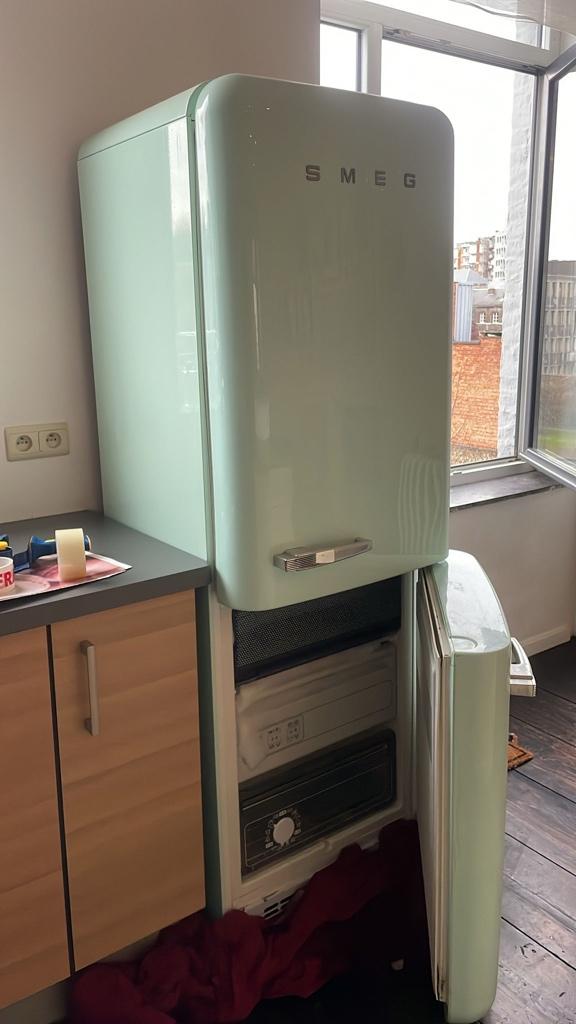Frigo + Congélateur SMEG vert pastel, Elektronische apparatuur, Koelkasten en IJskasten, Ophalen, Gebruikt, 200 liter of meer