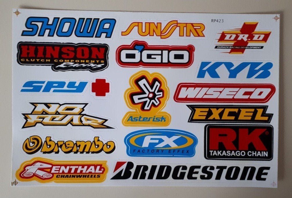 Feuille d'autocollants, set d'autocollants, moto, sponsor, Envoi