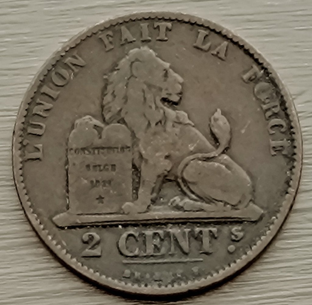 munt  Belgie 2 cent 1874, Postzegels en Munten, Ophalen of Verzenden