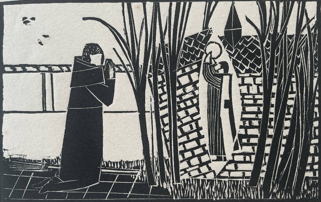 Houtsnede Jos Hendrickx (1906-1971), Ophalen, Houtsnede