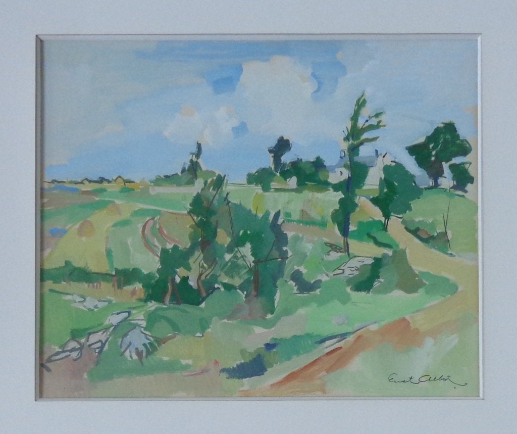 ERNEST ALBERT / BRETAGNE / ORIGINEEL WERK / 57x65cm / KADER, Expressionistisch, Ophalen of Verzenden, Landschap, Olieverf