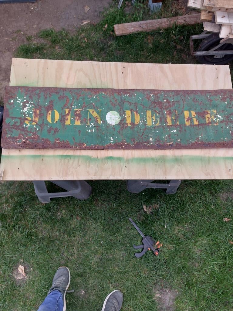 Ijzeren Reclame plaat John Deere, Ophalen of Verzenden, Gebruikt, Reclamebord