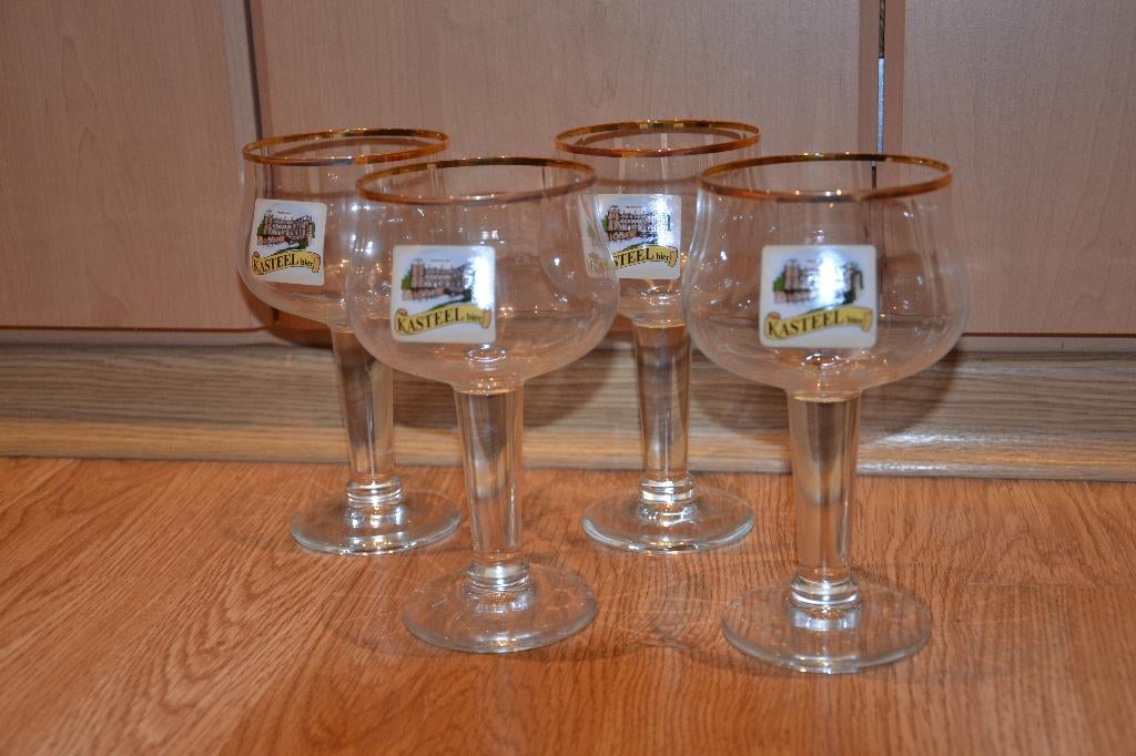 4 glazen kasteelbier 25 cl, Verzamelen, Ophalen, Nieuw, Bierglas