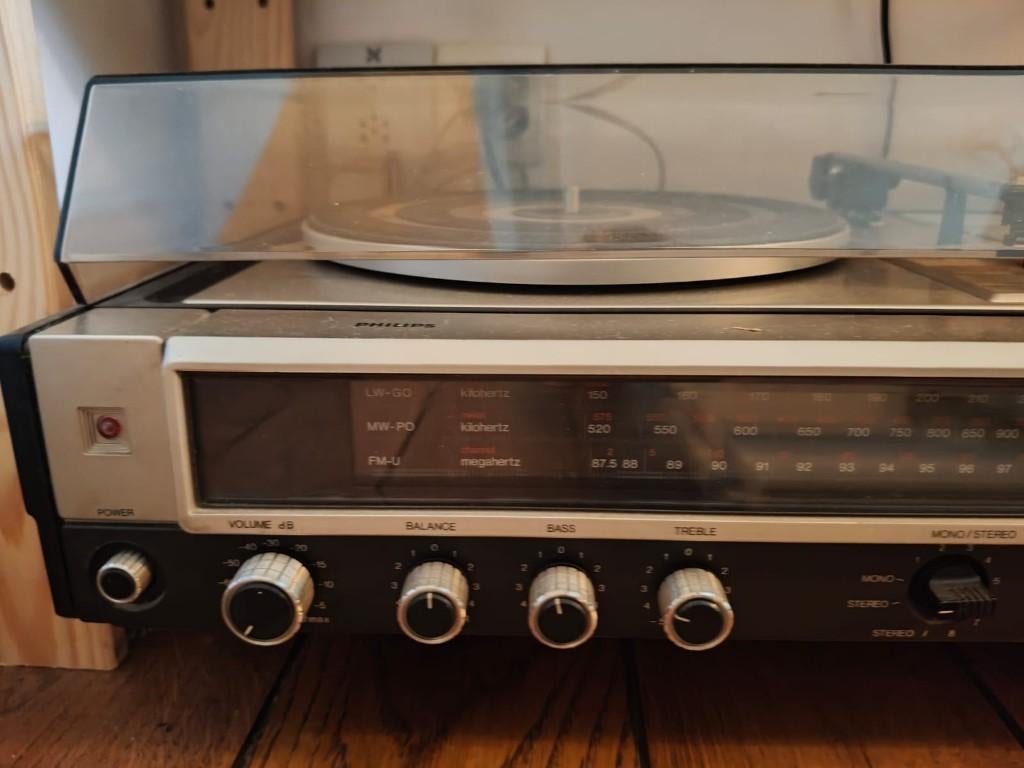 Vintage Philips combo 970 platen-, casettespeler en radio, Ophalen, Gebruikt, Platenspeler, Philips