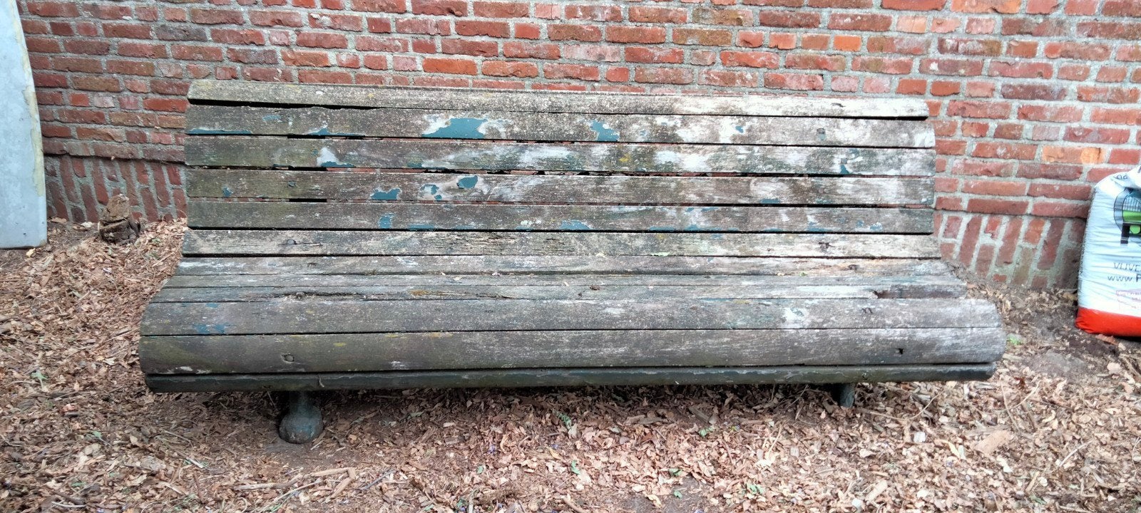 Oude kasteelbank op gietijzer onderstel, Ophalen, Overige materialen, Gebruikt, 200 cm of meer