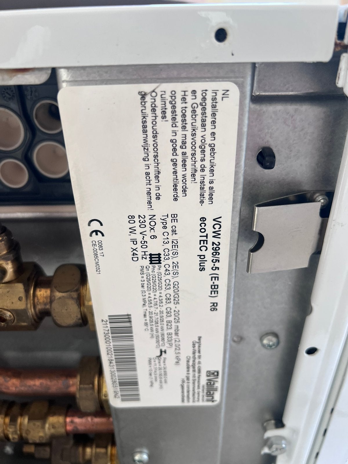 Vaillant vcw 296/5 R6 ecotec plus, Bricolage & Construction, Chauffe-eau & Boilers, Enlèvement, Utilisé, Gaz naturel, 6 à 10 ans