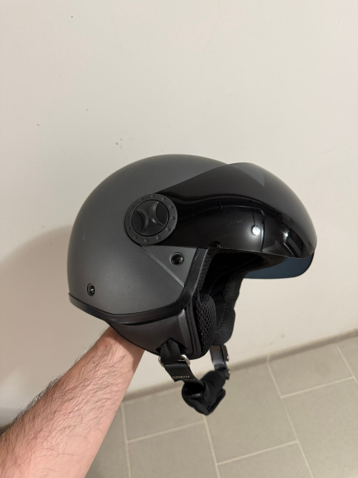 Zwarte Jethelm, Fietsen en Brommers, Brommerhelmen, Ophalen of Verzenden, Zo goed als nieuw