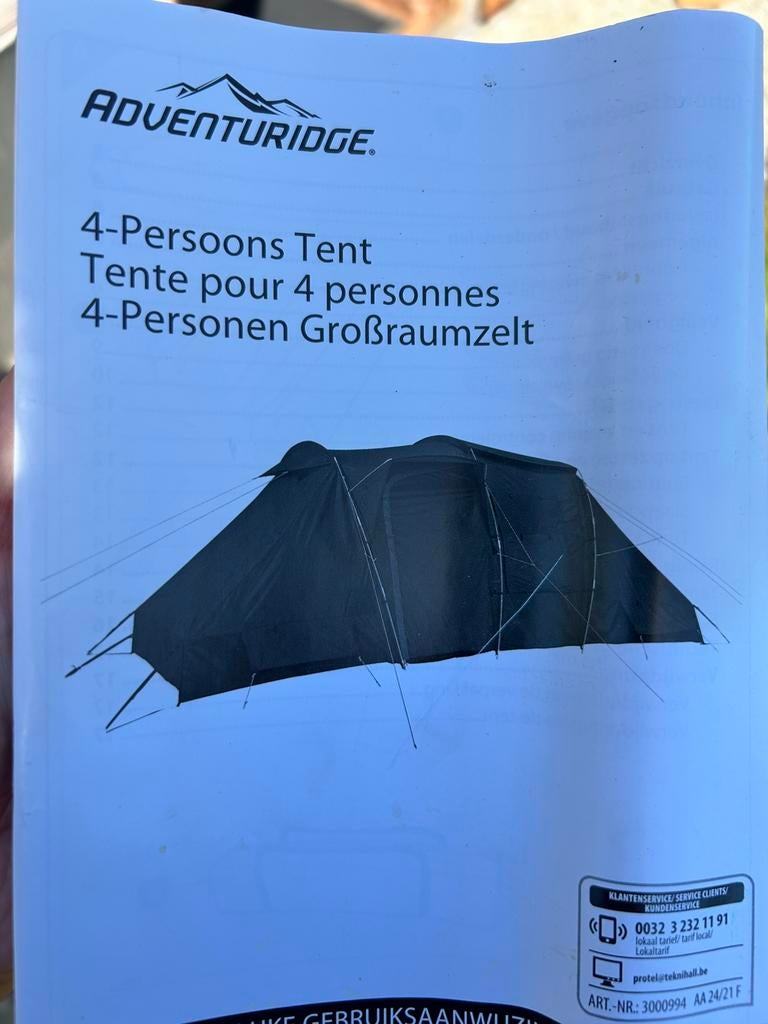 4 persoonstent Adventuridge, Caravans en Kamperen, Tenten, Ophalen, Zo goed als nieuw, Tot en met 4