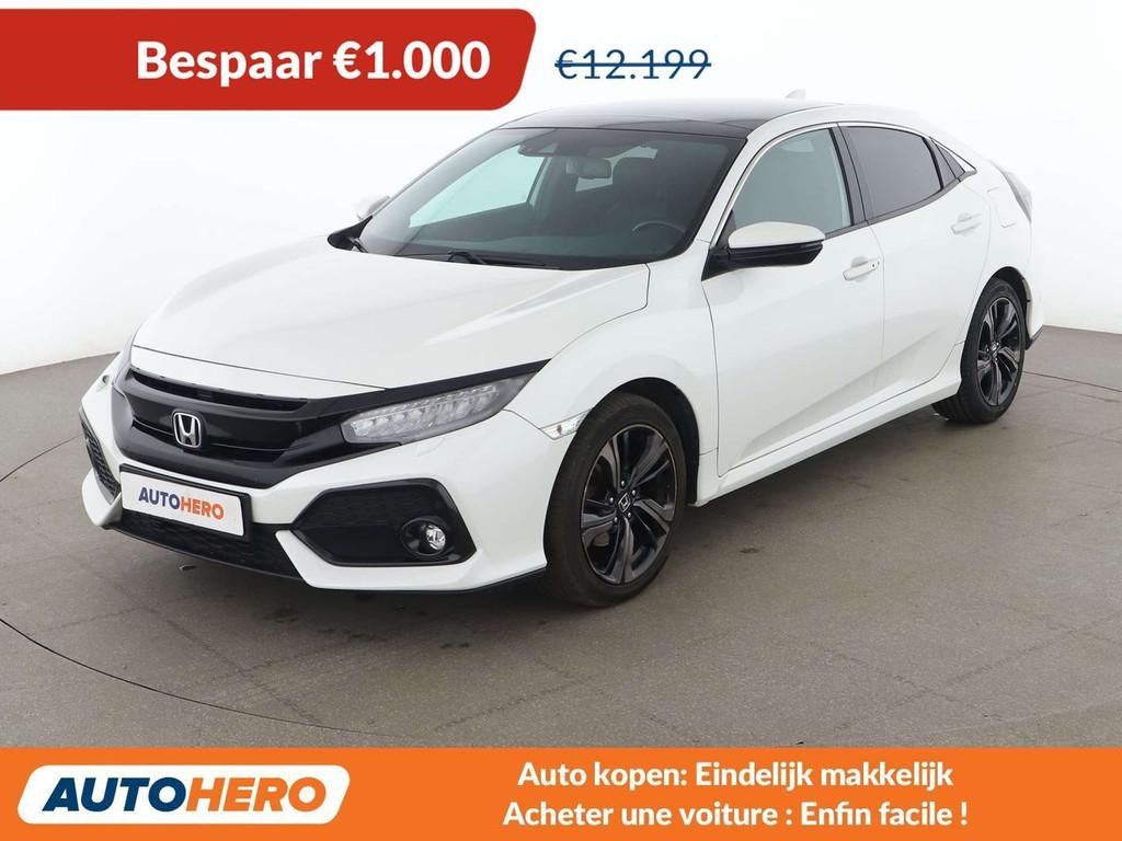 Honda Civic 1.0 VTEC Executive Premium (bj 2017), Auto's, Voorwielaandrijving, Gebruikt, Zwart, Leder