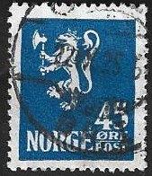 1 Postzegel Noorwegen 1924 Leeuw, Postzegels en Munten, Postzegels | Europa | Scandinavië, Ophalen of Verzenden, Noorwegen, Gestempeld